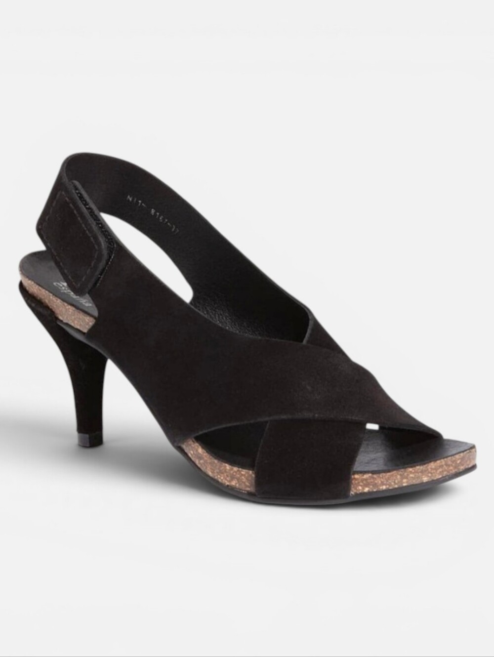 Pedro Garcia "Maggie". Black Suede Criss-Cross Heeled Sandals.